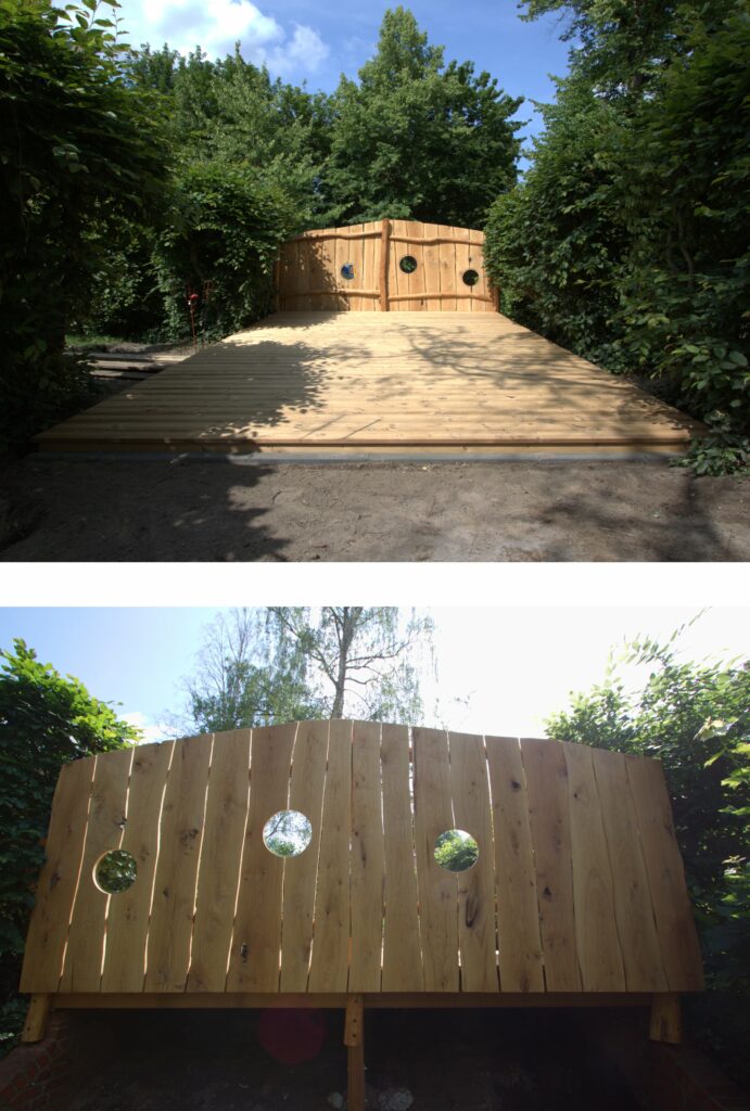 Terrasse mit Vollholz Zaun für Kita