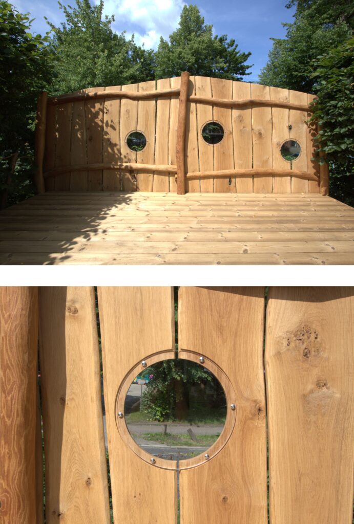 Terrasse mit Vollholz Zaun für Kita